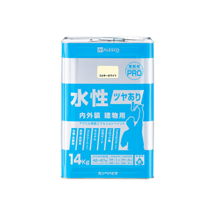カンペハピオ 水性ツヤあり建物用PRO 14KG ミルキーホワイト