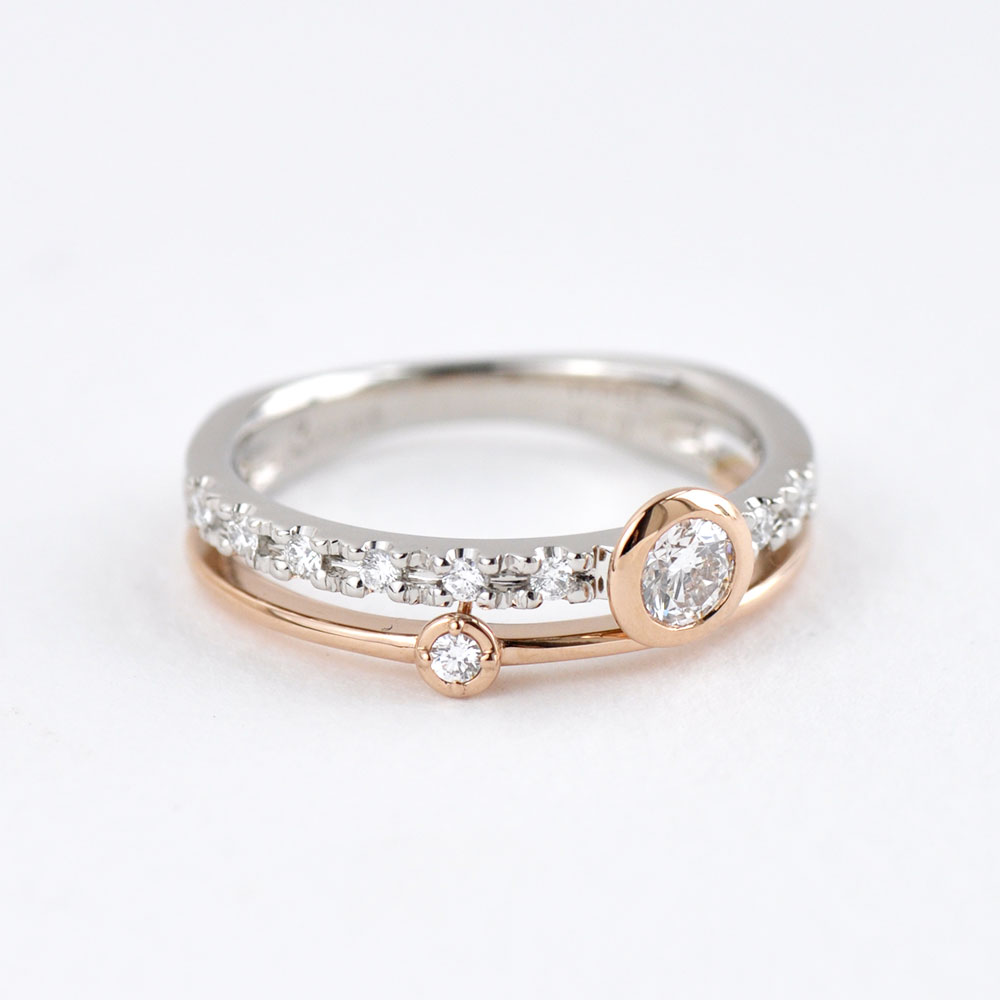 【正規品】スイートテン・ダイヤモンド Sweet 10 Diamond プラチナ 18金ピンクゴールド リング ダイヤモンド コンビ 10石 2連風 記念日 10周年 mrsdg10103 クリスマス