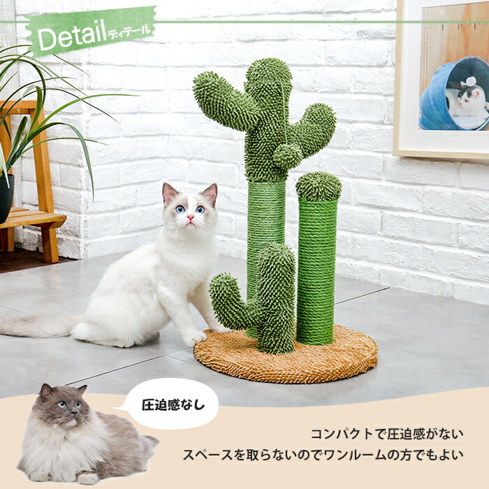 楽天市場 キャットタワー 据え置き型 猫用爪とぎポール お洒落 爪とぎタワー サボテン型 ネコポール 麻縄 手巻き 可愛い つめとぎ 組立簡単 支柱 ミニ 高さ53cm Mサイズ ペットのlife Styleショップ