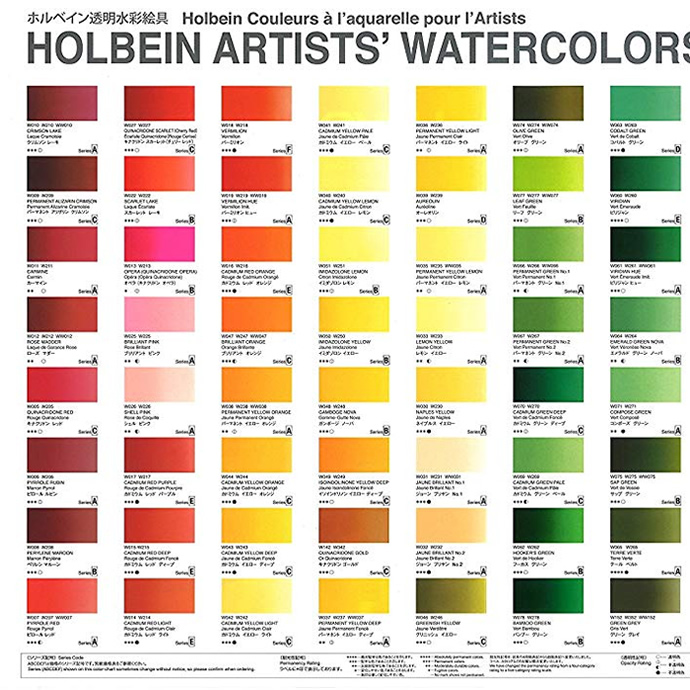 Holbein Watercolor Chart