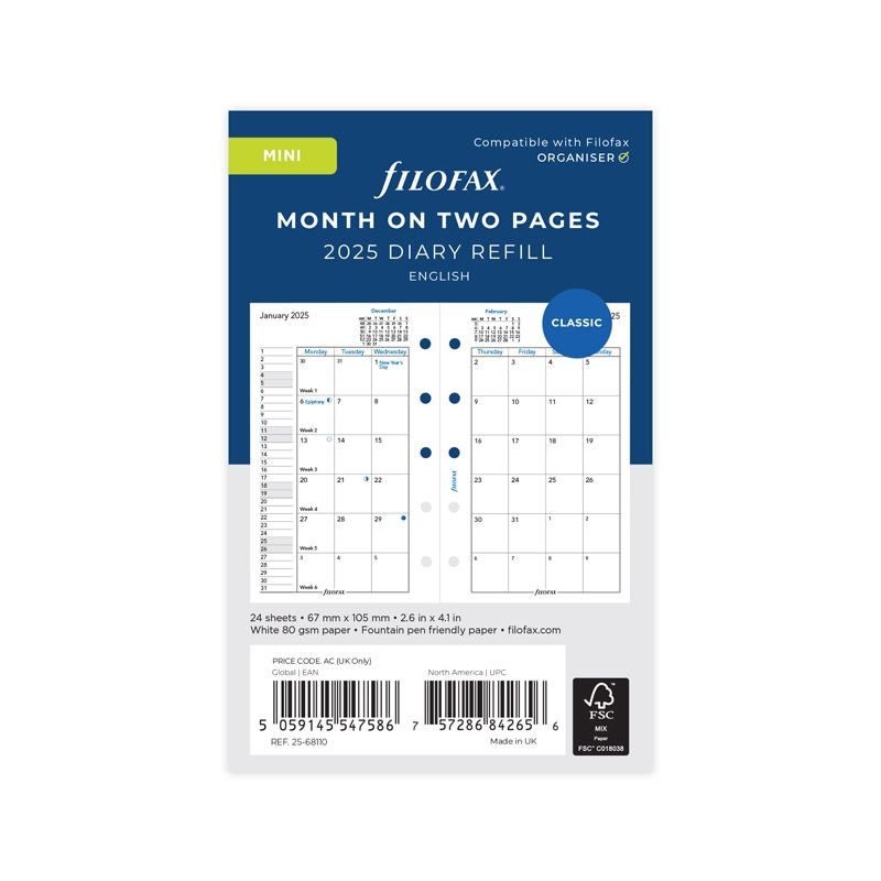 楽天市場】FILOFAX 2025年 システム手帳リフィル M5 ホリゾンタル