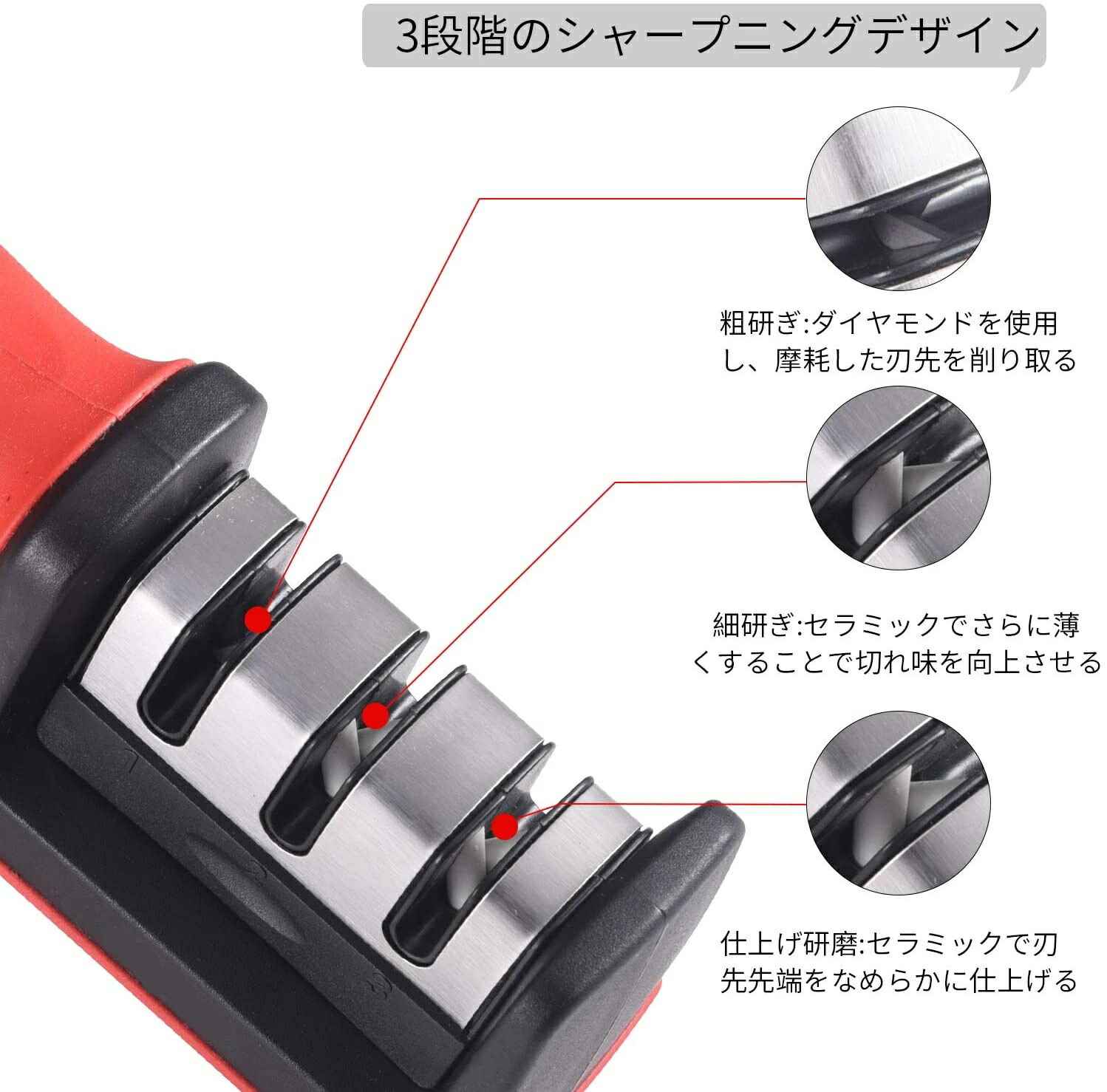 楽天市場 包丁研ぎ器 使い方 シャープナー 包丁研ぎ 研ぎ器 砥石 包丁 ナイフ キッチン 家庭用 ダイヤモンド砥石 3段階式 簡単 Centrality 楽天市場店