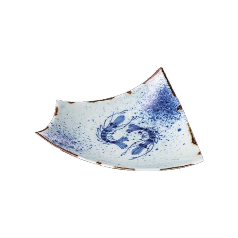 有田焼 吹 墨 海老 リプリス プレート 小 22.2cm 角皿 皿 角 中皿 刺身 寿司 焼物 天ぷら 揚物 盛皿 青 ブルー 紺 ネイビー 白 ホワイト 日本製 国産 おしゃれ ギフト プレゼント 贈り物 母の日 お祝い 和食器 洋食器 中華食器 飲食店 業務用 プロ使用 食器