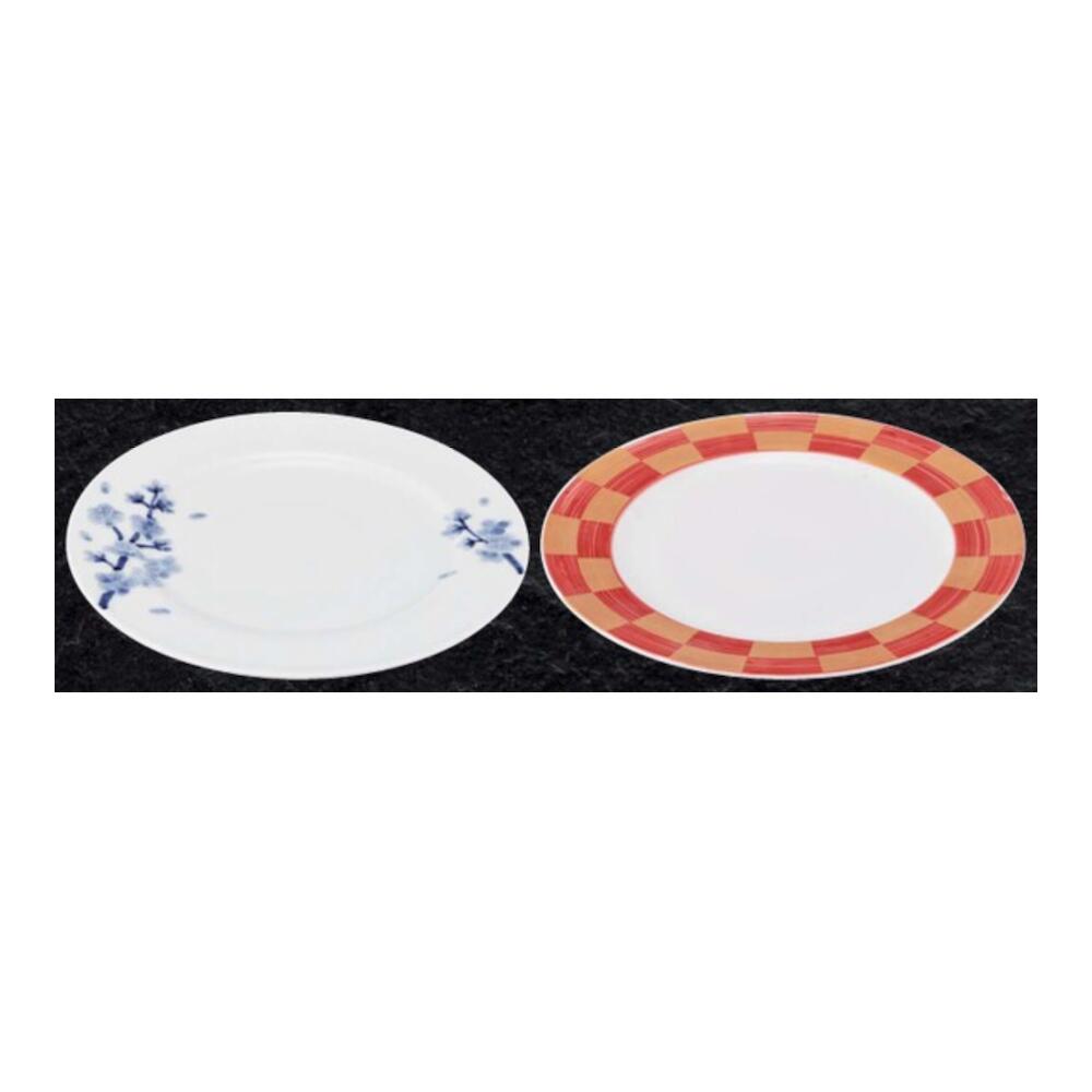 有田焼 花 もよう 桜 金 市松 赤 ミート 皿 28.9cm 丸皿 丸 大皿 刺身 焼物 パスタ 肉料理 魚料理 盛り合わせ オードブル 白 ホワイト レッド ゴールド 日本製 国産 おしゃれ ギフト プレゼント 贈り物 母の日 お祝い 和食器 洋食器 中華食器 飲食店 業務用 プロ使用 食器