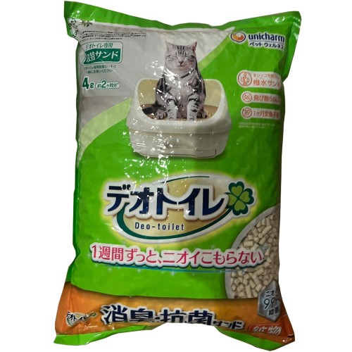 1週間消臭・抗菌デオトイレ 取り替え品 飛び散らない消臭・抗菌サンド 4L×2袋