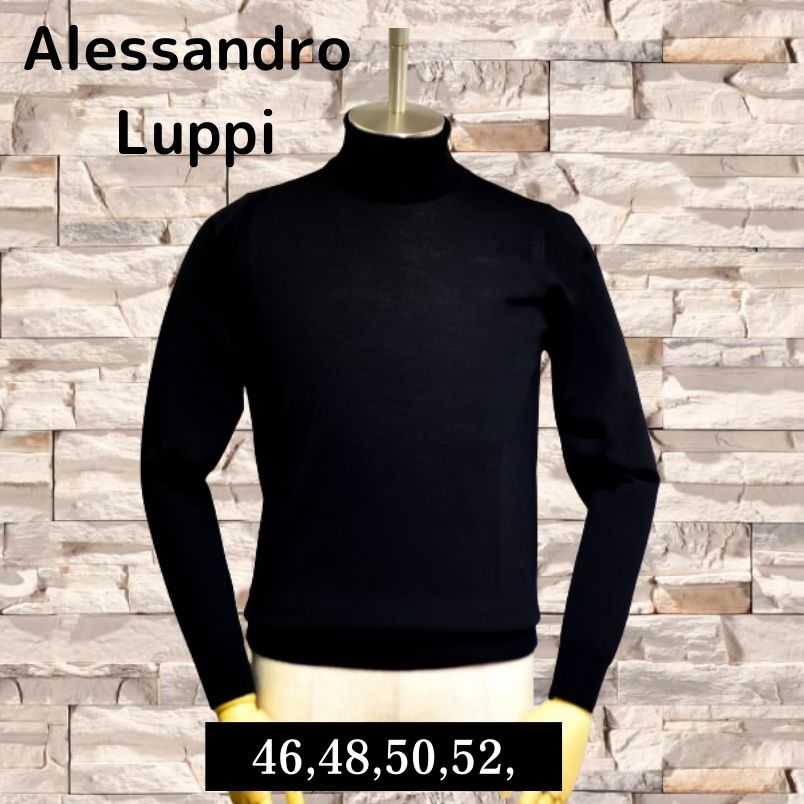アレッサンドロ ルッピ Alessandro Luppi 編み物 メンズ 秋冬 オシャレ 心地よい 商行為 キレカジ 型どおり タートルネック メリノウール ご機嫌ゲージ 黒 大きさ46,48,50,52,54