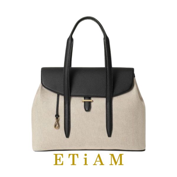 エティアム ETiAM メンズ バッグ BAG トートバッグ レザーX キャンバス 牛革 オシャレ お洒落 A4サイズ 生成Xブラック 男女兼用 日本製