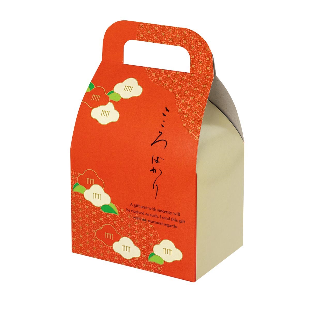 【ロゴタイプ入れ無料】100個 大きさ／縦18cm×横10.5cm×幅7.5糎 冬のプチギフトにぴったり小箱 受け取り人付き添い人小箱 持ちはこびボックス席 冬 正月 年始差し上げ物 椿 催し物 御菓子 一風変わった 喫茶店 御菓子 差し上げ物