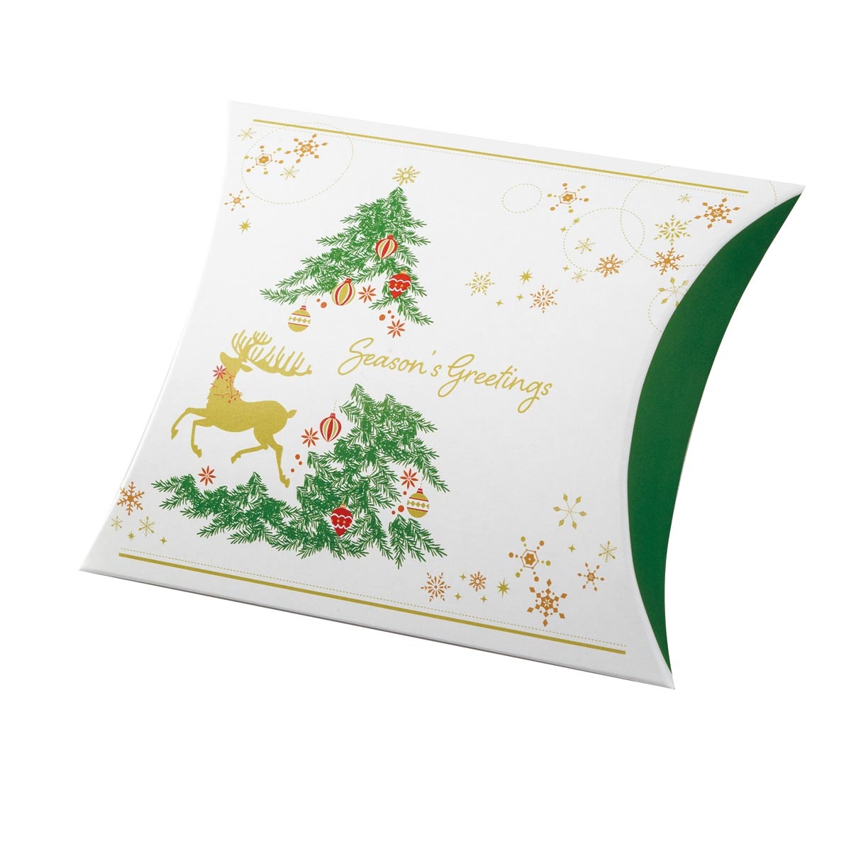 【ロゴ入れ無料】100個　縦11.7cm×横14.2cm×マチ3.5cm　　小箱　ミニクイック ピロー（差込有）小箱　　ピローボックス　イベント　贈り物　ツリー　クリスマス　ノベルティ　菓子箱　行事　お菓子　オリジナル　プレゼント　プチギフト
