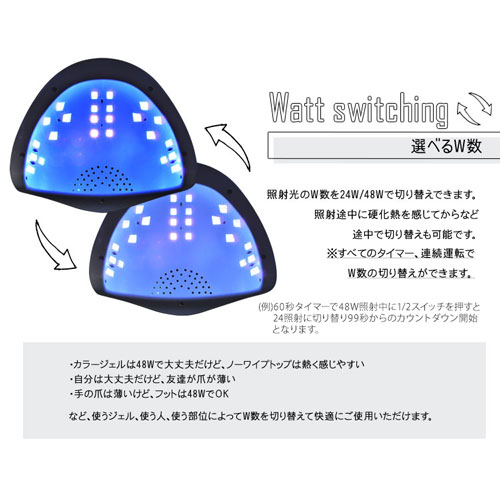 楽天市場 全品半額クーポン配布中 1年保証 送料無料 ジェルネイル ネイル工房 Zecca Led Uv ネイルライト Uv Led 48w Uv Ledライト 人感センサー付 W数切替 48w 24w ネイルドライヤー Uvライト Uv Led二重光源 ネイル工房