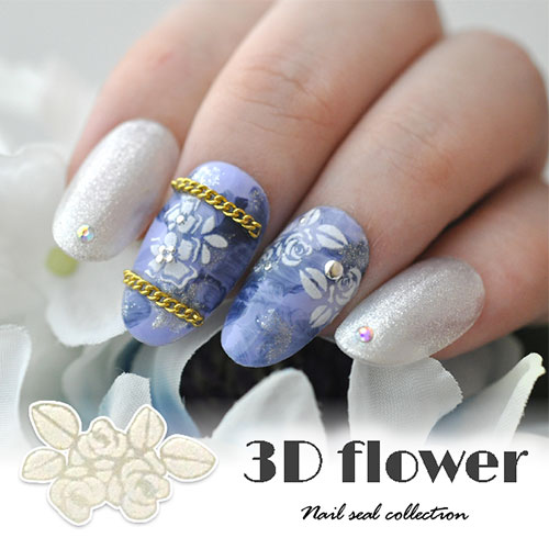 楽天市場 ネイルシール フラワー 薔薇 バラ ユリ 3d ホワイト ネイルアート 3dネイル ジェルネイル ネイル パーツ ネイル用品 ネイルパーツ シール ジェル ジェルネイルシール 貼るだけ ネイルアートシール ネイル工房 ネイル工房