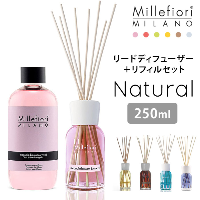 SALE／74%OFF】 Millefiori リードディフューザー250ml 2点セット Natural 一部予約 ETRA