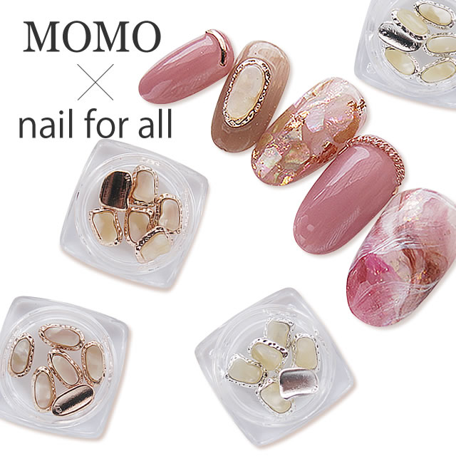 楽天市場 Momoネイルパーツ 天然石風フレーム 6個入り メール便可 Nail For All ネイルフォーオール