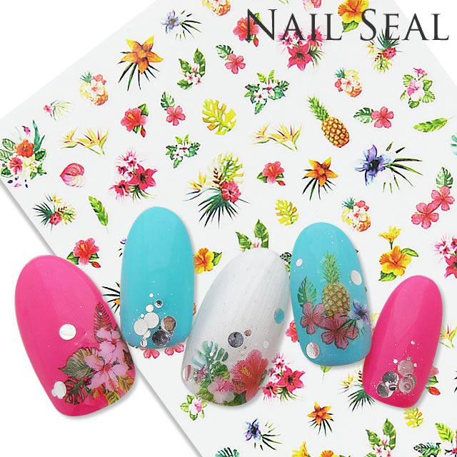 楽天市場 ネイルシール トロピカルフラワー 4 メール便可 Nail For All ネイルフォーオール