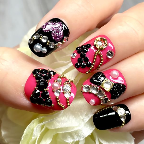 楽天市場】☆ドットフレンチネイル☆レッドホワイトブラック