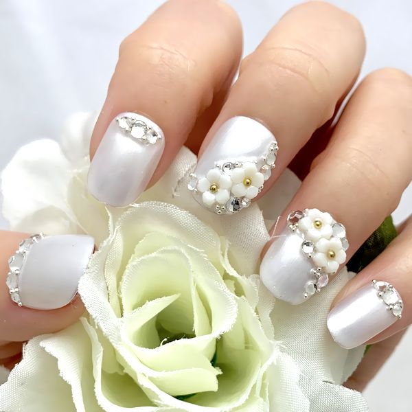 ネイルチップ オーダー チョコレート 3d ぷっくりハート ブラウン 3d 白 ネイルチップ オーダー チョコレート 3d ぷっくりハート