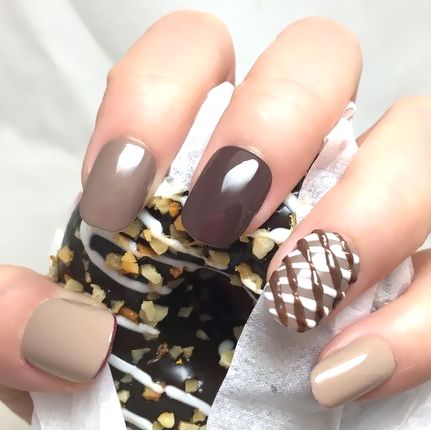 ネイルチップ オーダー チョコレート 3d ぷっくりハート ブラウン 3d 白 ネイルチップ オーダー チョコレート 3d ぷっくりハート