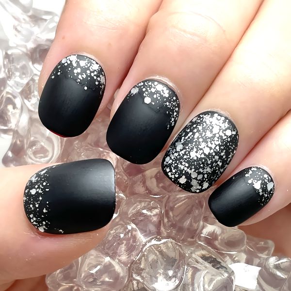 楽天市場】☆艶ラメフレンチネイル☆ブラック 黒 極小ラメフレンチ