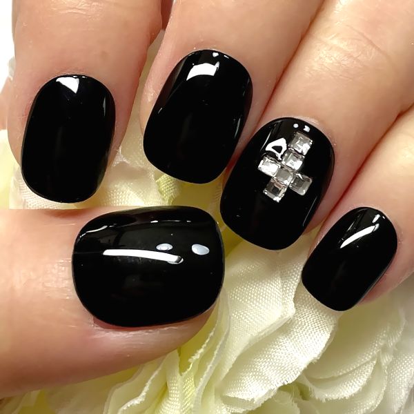 楽天市場】☆艶ラメフレンチネイル☆ブラック 黒 極小ラメ