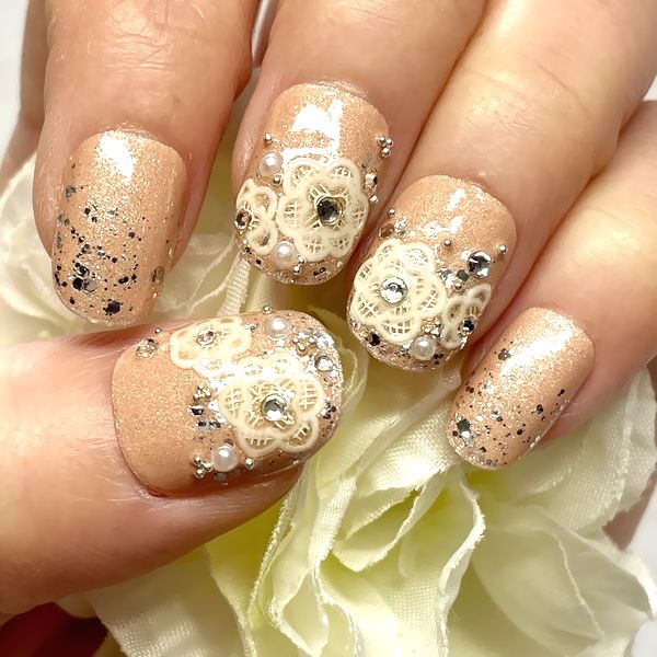 楽天市場】☆ぷっくりフラワーネイル☆テラコッタ オレンジベージュ