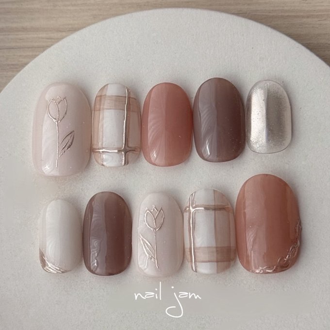 ネイルチップオーダー　有香様 楽天市場】＼ 即日発送 ／ ネイルチップ フリーサイズ ココアブラウン