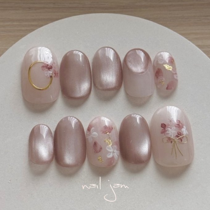 楽天市場】オーダーネイルチップ うるうる桜色ブーケ 〜ネイルチップ