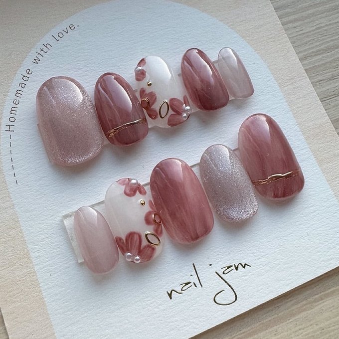 マグネットネイル フレンチネイル フラワー ネイルチップ ハンドメイド 楽天市場】ジェルネイルチップ マグネットフレンチフラワーアート