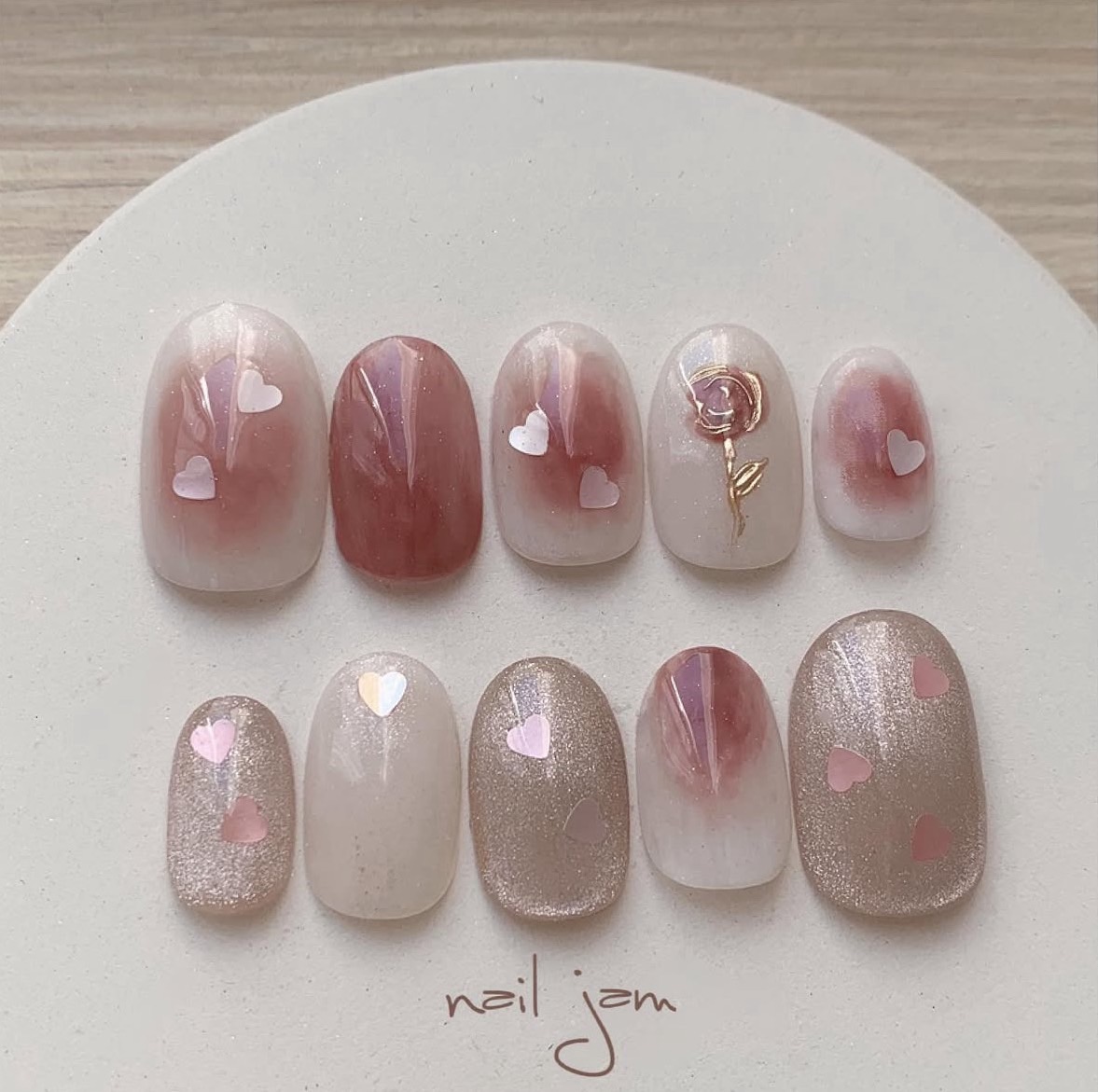 楽天市場】オーダーネイルチップ くすみピンクのツイードネイル