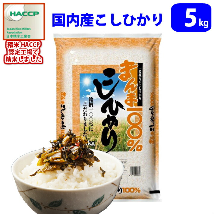 【精米】100％国内産コシヒカリ まんまこしひかり 5kg　令和6年産・令和7年産混合　送料無料!!(北海道は別途700円かかります。 沖縄配送不可。)