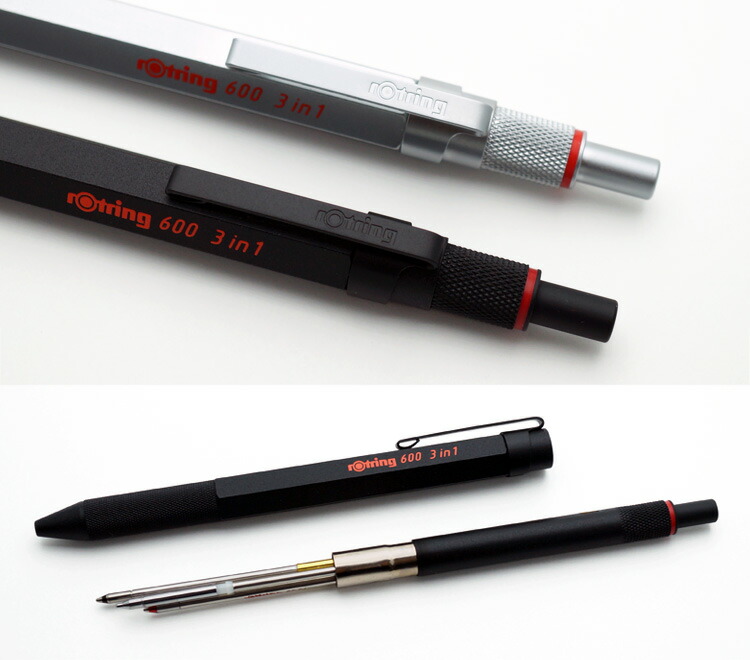 楽天市場 名入れ 多機能ボールペン ロットリング600 3in1 マルチペン Rotring 3機能 黒赤2色ボールペン シャープペン ギフトbox付き高級筆記具 就職祝 ギフト プレゼント 名前入り Regalo