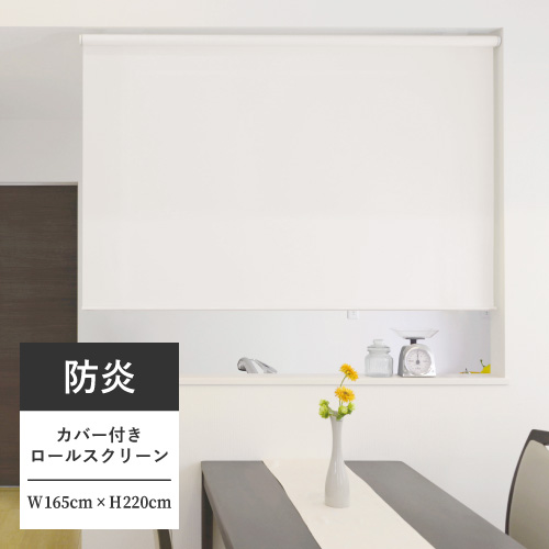 【最大★10%オフクーポン】 カバー付 ロールスクリーン フルネス エクシヴ エクシブ 防炎(無地)タイプ 規格品 幅165cm 高さ220cm インテリア カーテン ブラインド 窓 DIY リフォーム｜内装応援団