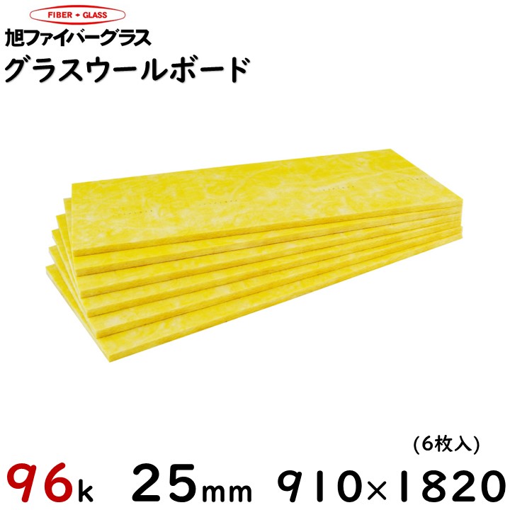 【楽天市場】【旭ファイバー】グラスロンウール(ボード) 密度32K 厚さ25ミリ  605ミリ×910ミリ（20枚/1ケース）注文は2ケースから、2〜9ケースまで1 ケースあたり送料2200円（一部地域を除く）／10ケース以上送料1  ケース