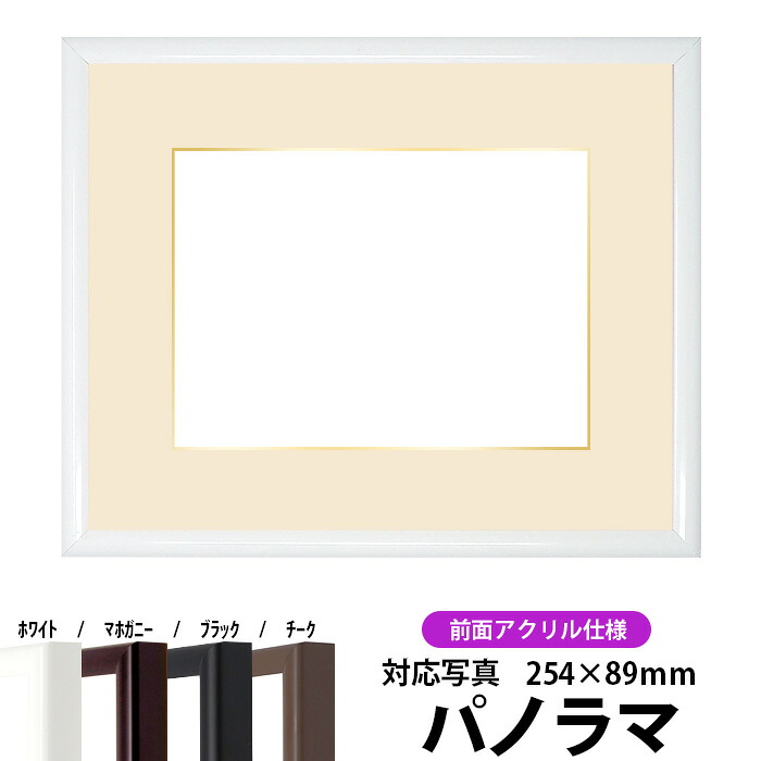 【キズあり品】 写真用額縁 J型/白 パノラマ（254×89mm） 前面UVカットアクリル仕様 マット付き（金色細縁付き） 4,888円