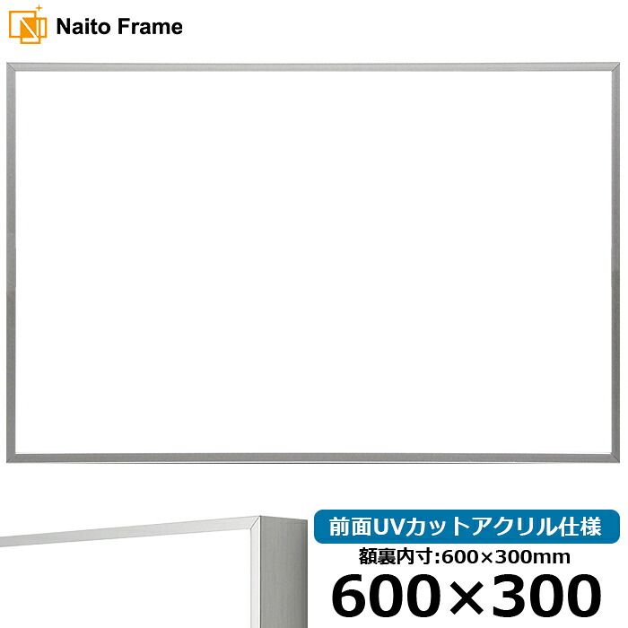 横長 額縁 NS002/シルバー（07-FS33） 600&times;300mm 前面UVカットアクリル仕様 ラーソン・ジュール アルミ製｜額縁専門店ないとう