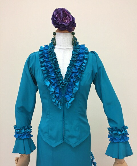 楽天市場】フラメンコ衣装 ブラウス モスグリーンブラウス全20色