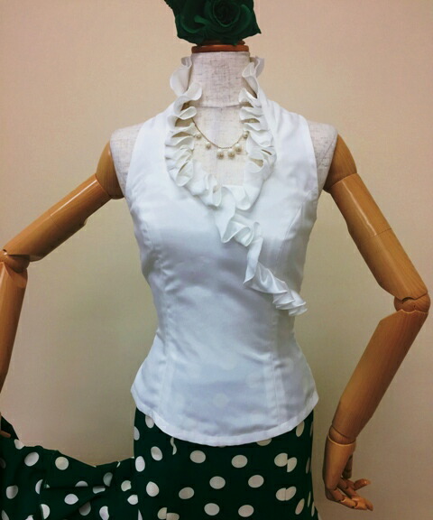 楽天市場】フラメンコ衣装 ブラウス モスグリーンブラウス全20色 前