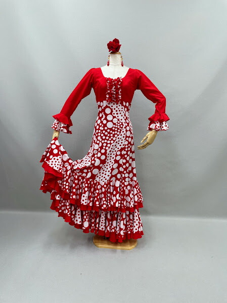 フラメンコ衣装 赤 楽天市場】フラメンコ衣装 大きいサイズクイーンサイズ 赤白水玉