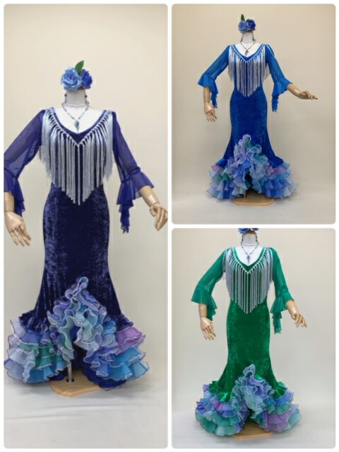 レンタル Rop 73 1 青海シリーズワンピース 青ベロア フリルたっぷり マーメイド シルバーフレコ 海のイメージ 神秘的 踊りやすい フラメンコ 演劇 ナジャハウス 日本製 7泊8日 Kanal9tv Com