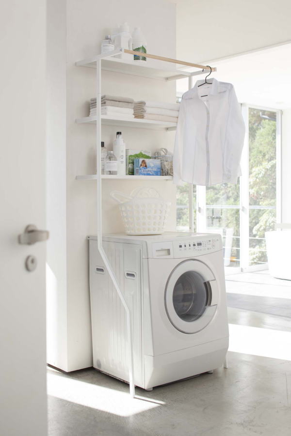 楽天市場】洗濯機上収納 山崎実業 tower 立て掛けランドリーシェルフ