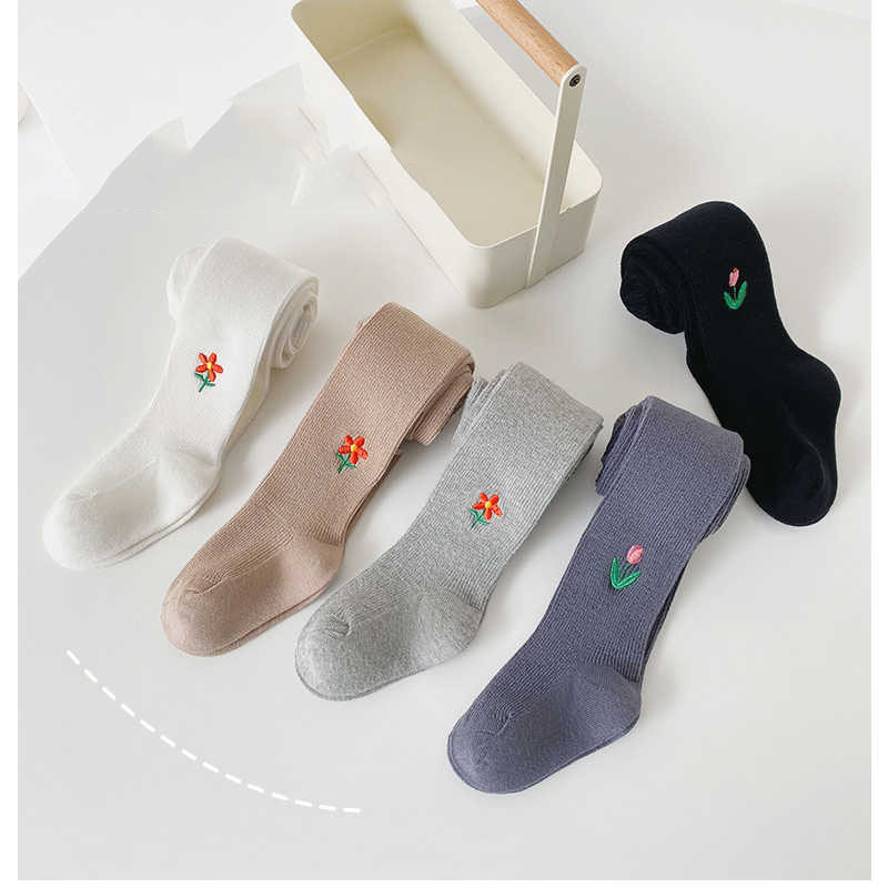 レギンス 夏 韓国 花柄 子供服 かわいい メール便 清楚 白 春 キッズ服 キレイ目 グレー おしゃれ タイツ 送料無料 刺繡 女の子 靴下