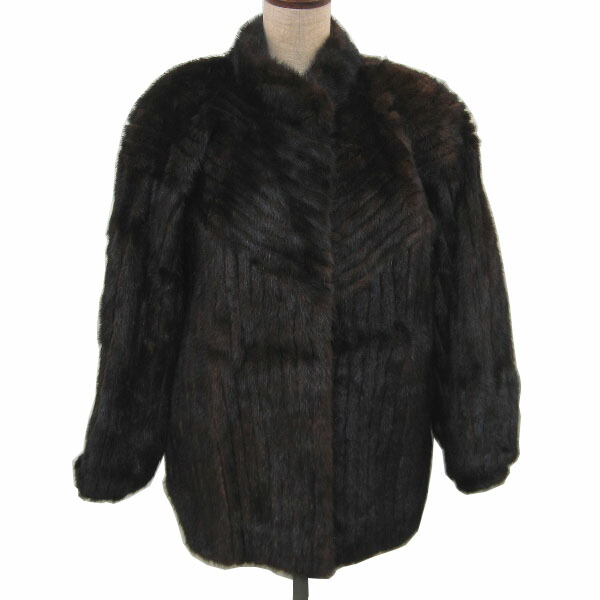 【中古】中古美品 訳あり 毛皮 SAGAカットミンク ハーフコート(Fサイズ)