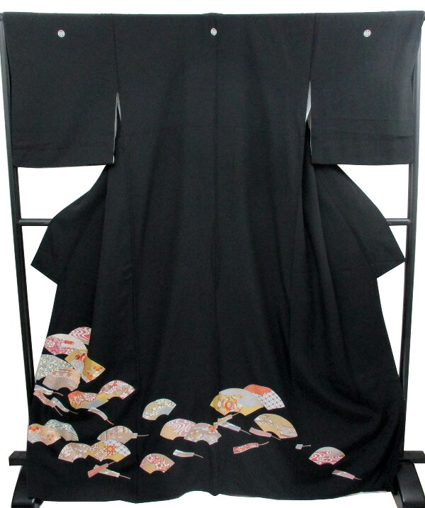 【中古】中古美品 京友禅 女袷黒留袖比翼付着物(正絹)｜なかひがし商店