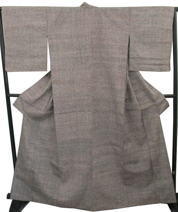 【中古】中古美品 訳あり 女単衣 紬着物(正絹）