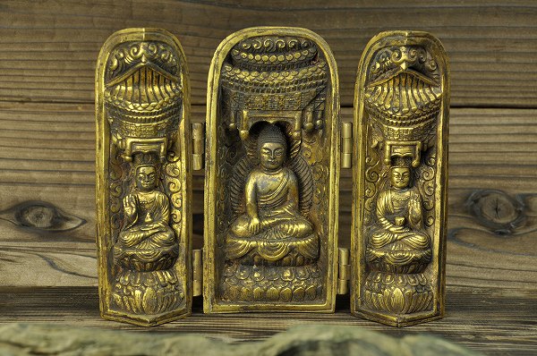 釈迦如来仏龕 銅造鍍金仕上げ|仏像仏画チベット美術卸の天竺堂