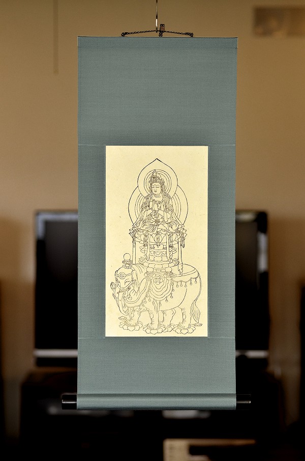 手摺り木版画 普賢菩薩 タペストリー