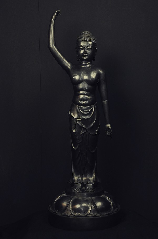 ★0927★⑫詳細不明★銅像？銅鍍金？仏像 尊像 涅槃像 如来 立像 尊像　釈迦　菩薩 古銅 古美術～約39㎝㎝ ★同梱不可★