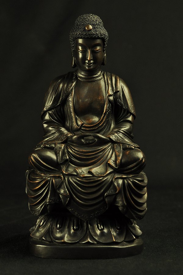 釈迦如来 銅造彫金仕上