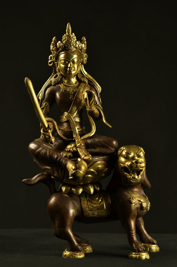 華やかな-文殊菩•薩 黄銅製：仏像仏画チ•ベット美術卸の天竺堂