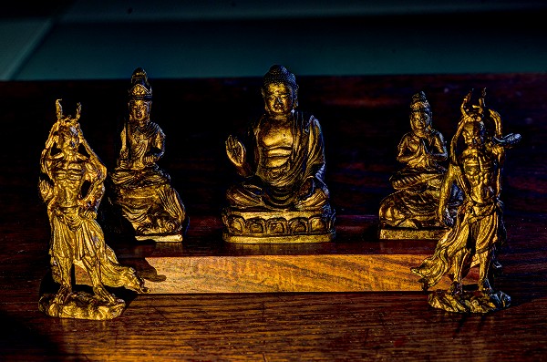 ♥銅製　仏像　掛仏　三尊像　お釈迦様　観音像　骨董品 61569mm-2.jpg