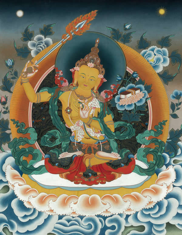 仏具 マンダラ 掛軸肉筆仏画 文殊菩薩 仏像仏画チベット美術卸の天竺堂